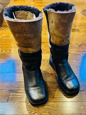 La Canadienne Vintage Style Patchwork Leather Suede Boots Sz 8 Made in Canada
